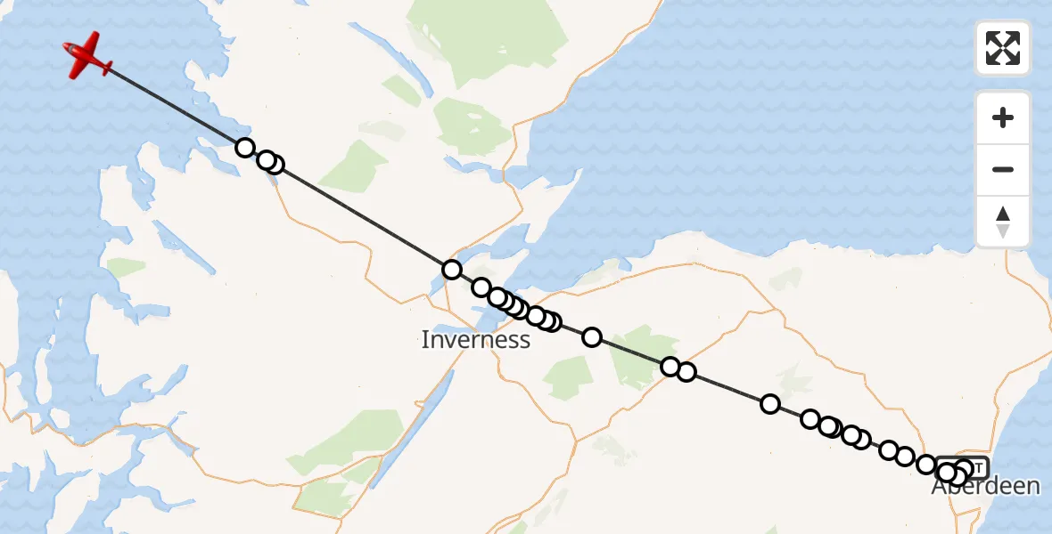 Flight route map: Air Ambulance Aircraft to Inner Seas, Inner Seas
