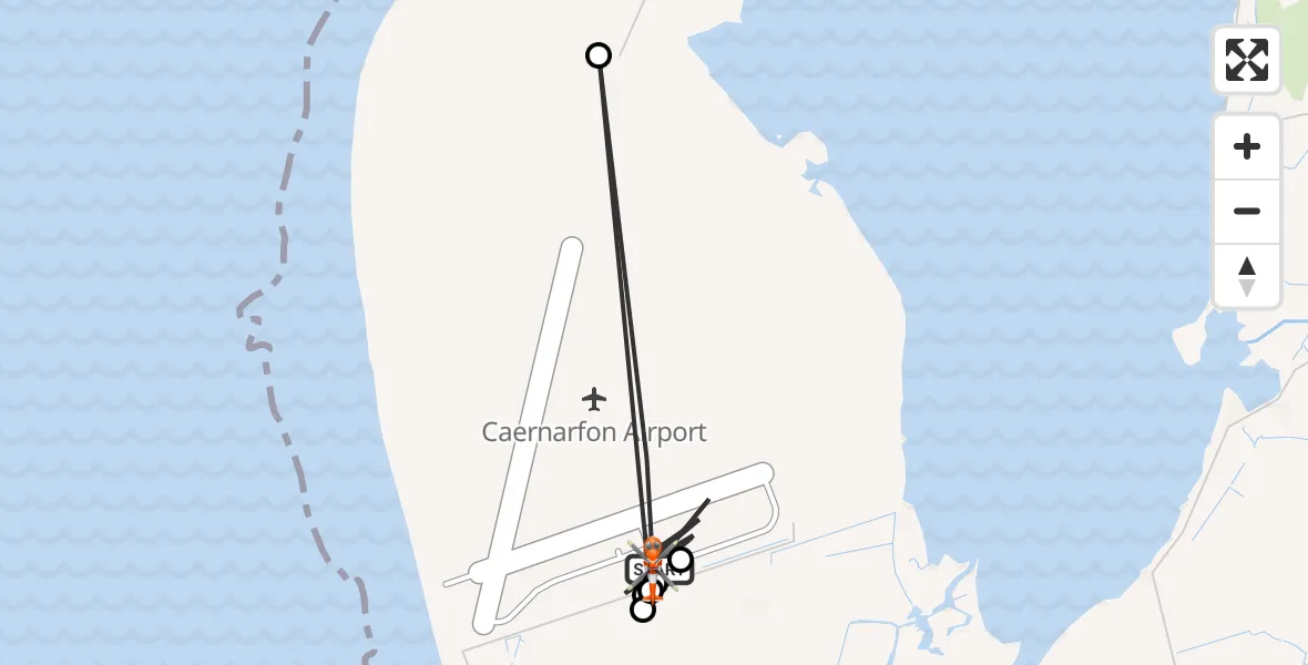 Routekaart van de vlucht: Coastguard Helicopter to Caernarfon Airport