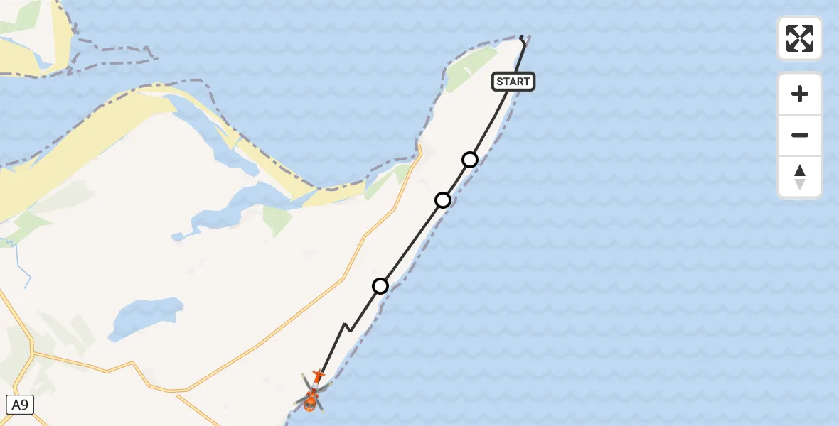 Routekaart van de vlucht: Coastguard Helicopter to Hilton of Cadboll, Hilton of Cadboll to Rockfield