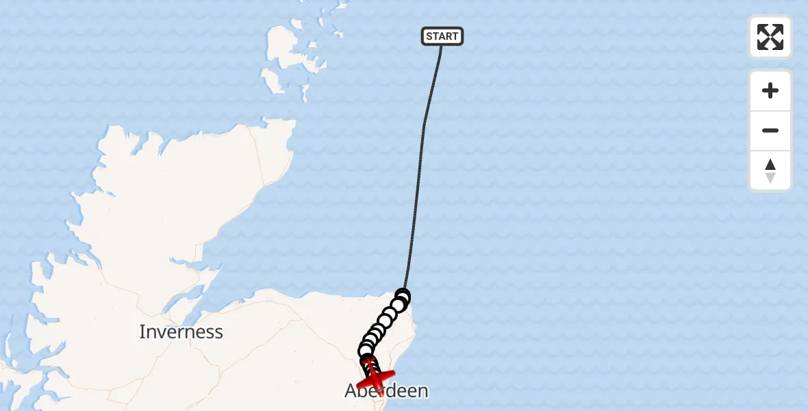 Flight route map: Air Ambulance Aircraft to Aberdeen City, Pitmedden Road