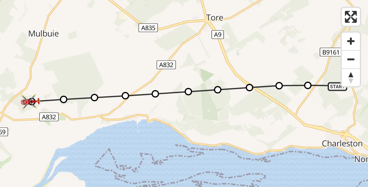Routekaart van de vlucht: Air Ambulance Helicopter to Muir of Ord, Muir of Ord