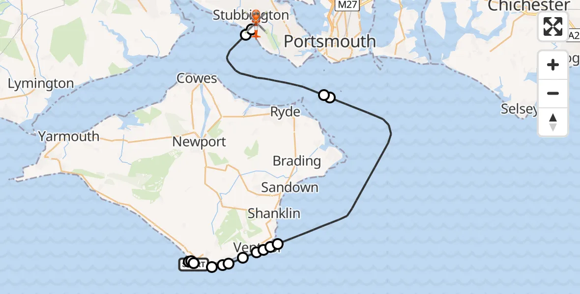 Routekaart van de vlucht: Coastguard Helicopter to Solent Airport, Solent Airport
