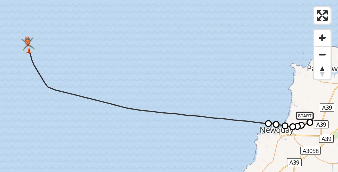 Flight route map: Coastguard Helicopter to Bristol Channel, Bristol Channel