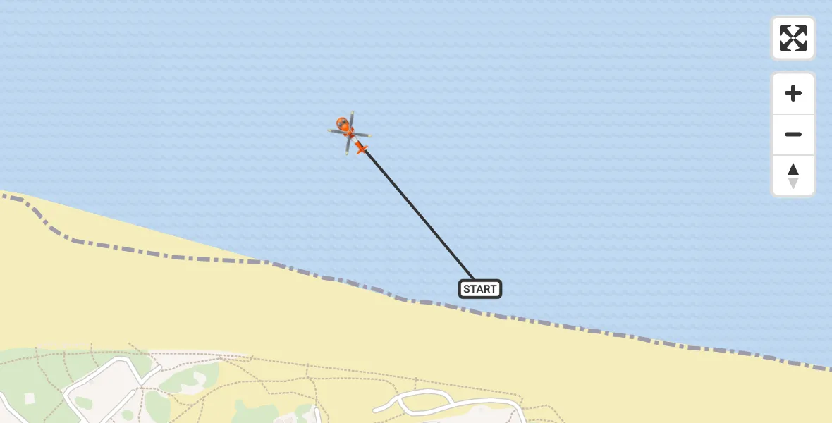 Flight route map:  to Findhorn, Dunes Road
