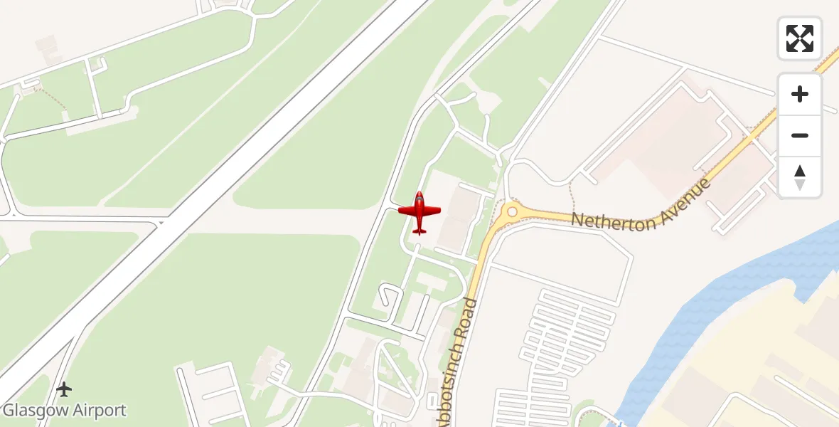 Flight path map showing Air Ambulance Aircraft route from Glasgow Airport to Glasgow Airport