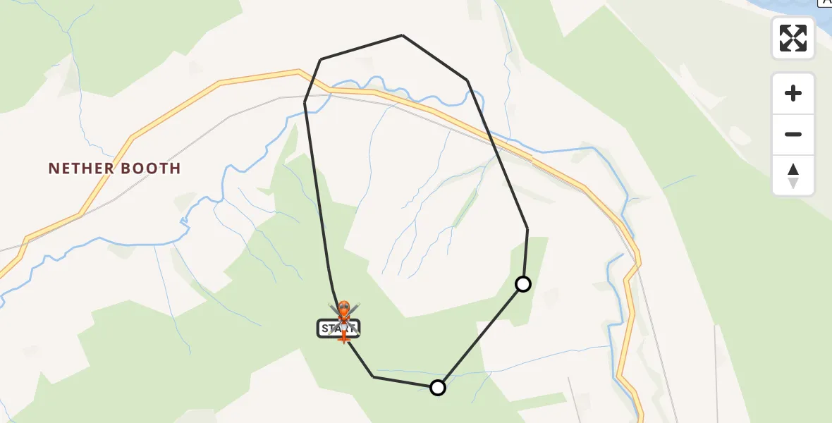 Flight route map: Coastguard Helicopter to Hope, Edale Road