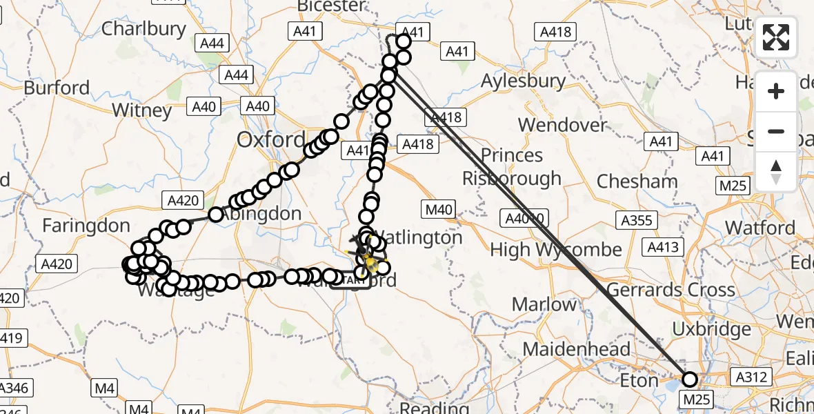 Flight route map: Police Helicopter to Benson, The Sands
