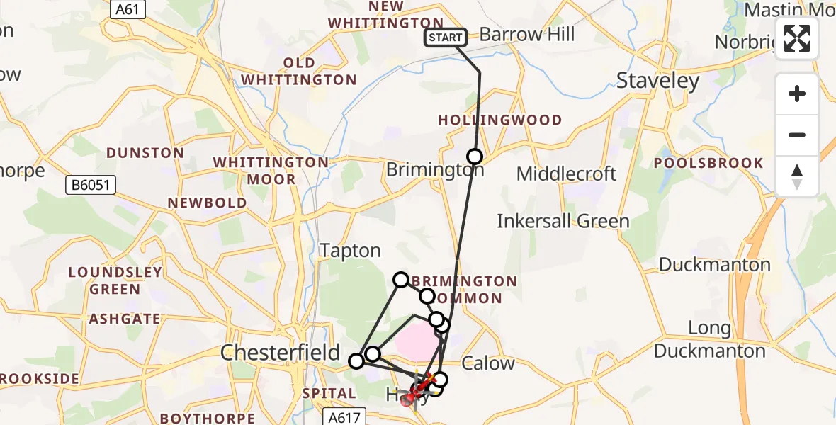 Routekaart van de vlucht: Air Ambulance Helicopter to Hady, Lee Road