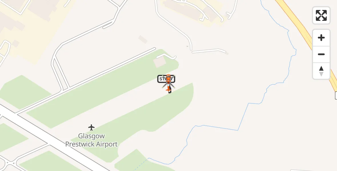 Flight route map: Coastguard Helicopter to Glasgow Prestwick Airport, Glasgow Prestwick Airport