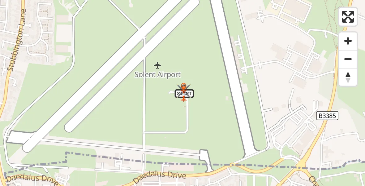 Flight path map showing Coastguard Helicopter route from Solent Airport to Solent Airport