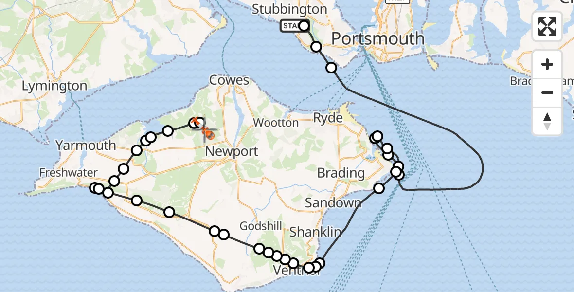 Flight route map: Coastguard Helicopter to Northwood, Noke Common Road
