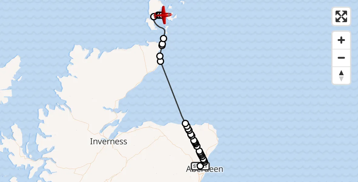 Flight route map: Air Ambulance Aircraft to Kirkwall, A964