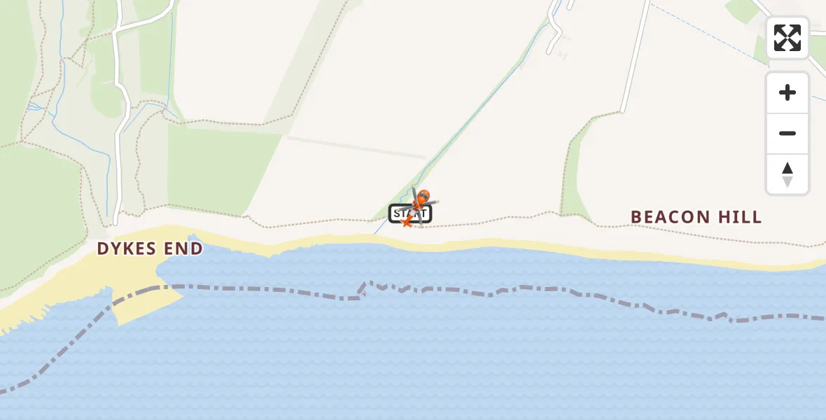 Flight route map: Coastguard Helicopter to Flamborough, Hartendale Close