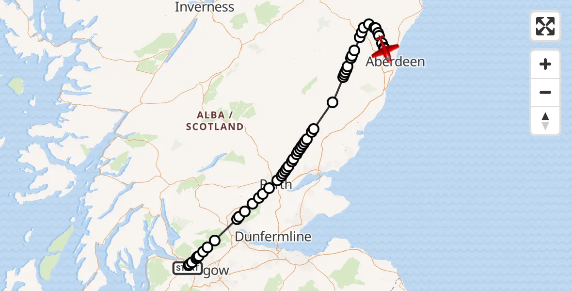 Flight route map: Air Ambulance Aircraft to Aberdeen City, Pitmedden Road