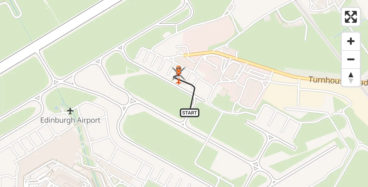 Flight route map: Coastguard Helicopter to Edinburgh Airport, Edinburgh Airport
