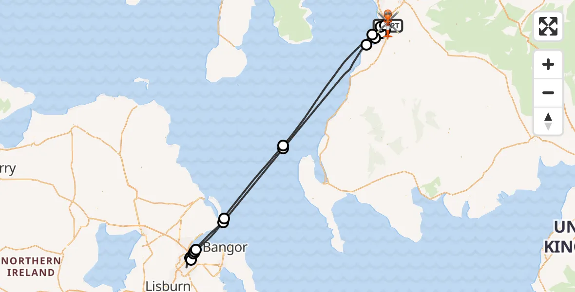 Flight route map: Coastguard Helicopter to Glasgow Prestwick Airport, Glasgow Prestwick Airport