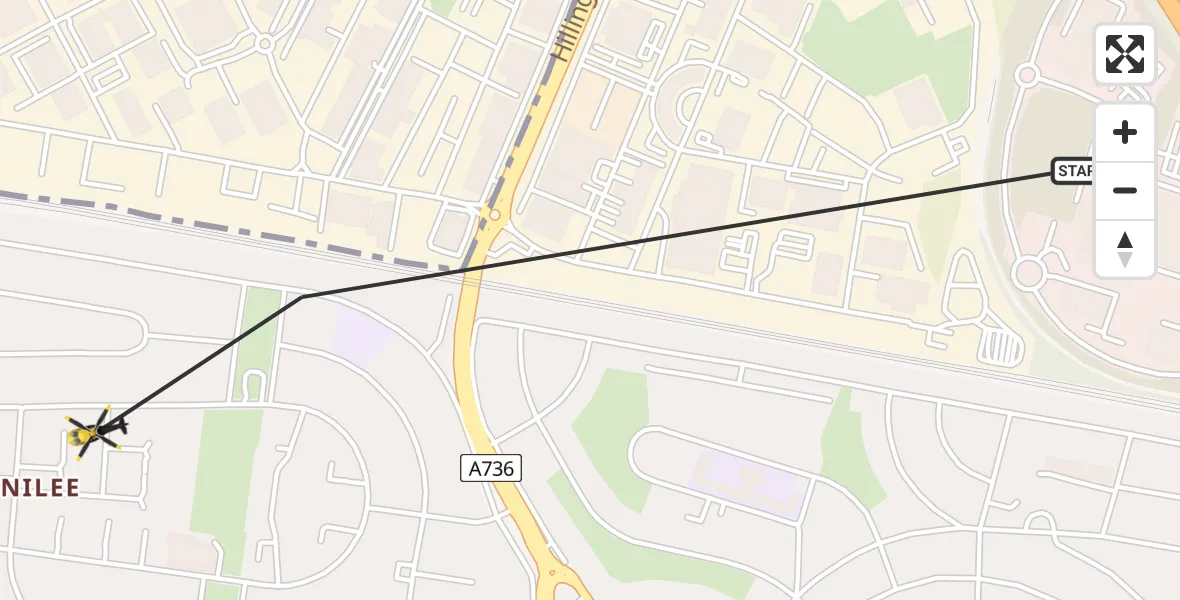 Flight path map showing Police Helicopter route from Glasgow to Glasgow