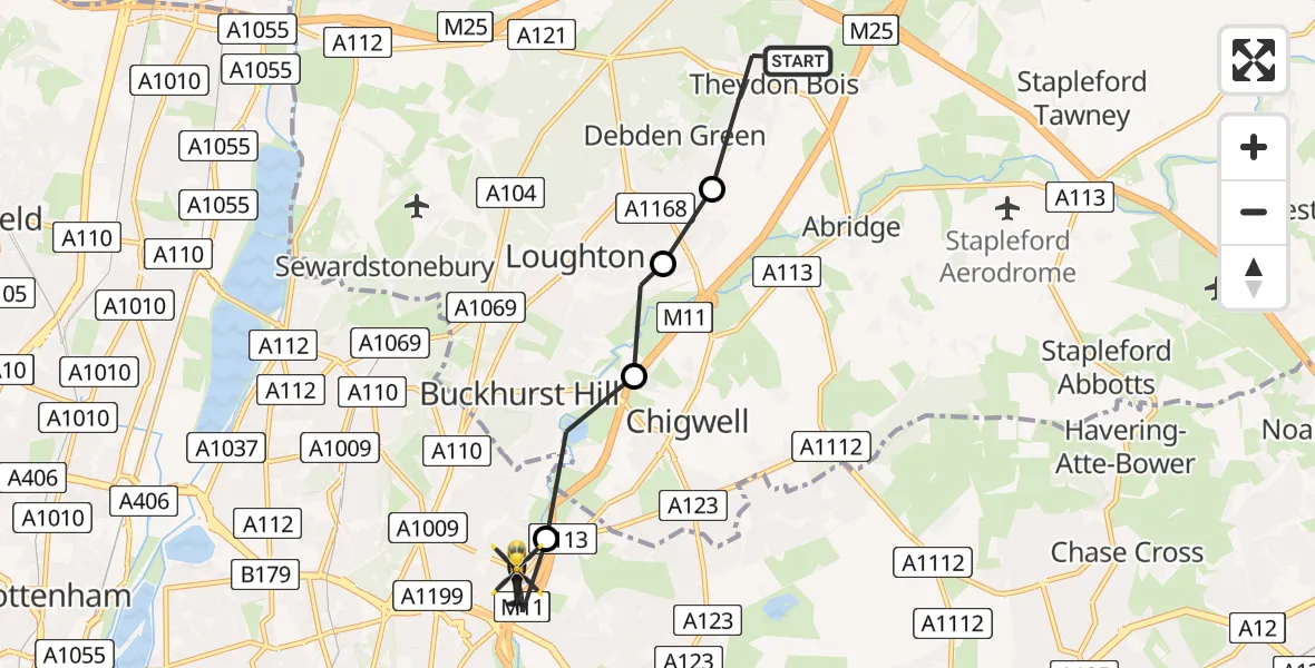 Routekaart van de vlucht: Police Helicopter to London Borough of Redbridge, Navestock Crescent