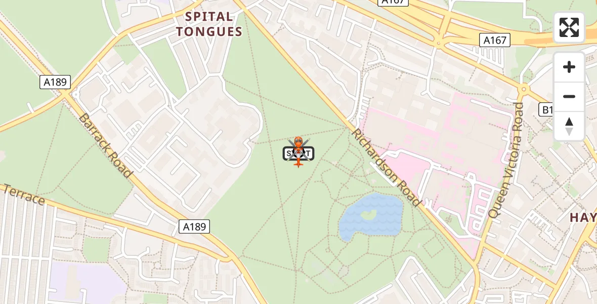 Routekaart van de vlucht: Coastguard Helicopter to Newcastle upon Tyne, Richardson Road