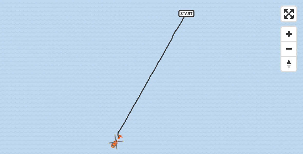 Flight route map: Coastguard Helicopter to North Sea, North Sea