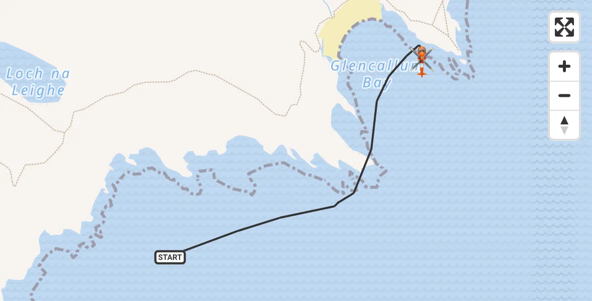 Flight path map showing Coastguard Helicopter route from Inner Seas to Inner Seas