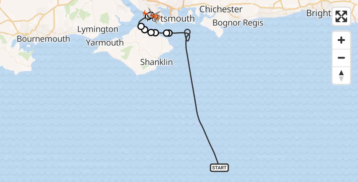 Flight route map: Coastguard Helicopter to Solent Airport, Solent Airport