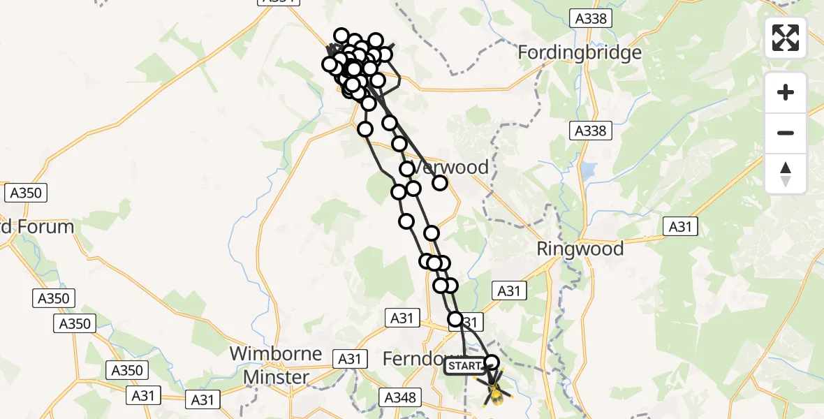 Routekaart van de vlucht: Police Helicopter to Bournemouth Airport, Bournemouth Airport