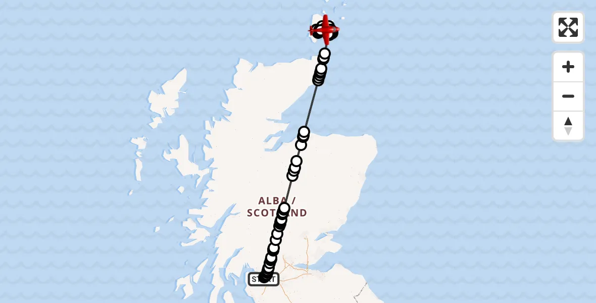 Flight route map: Air Ambulance Aircraft to Kirkwall, A964