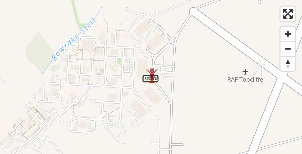 Flight route map: Air Ambulance Helicopter to RAF Topcliffe, RAF Topcliffe