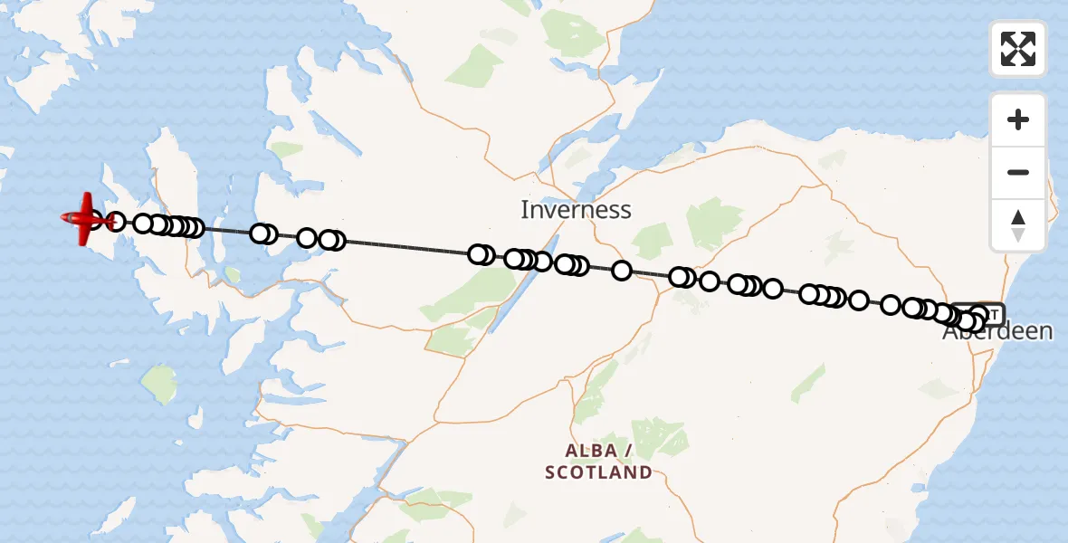Routekaart van de vlucht: Air Ambulance Aircraft to Glendale - Gleann Dail, B884