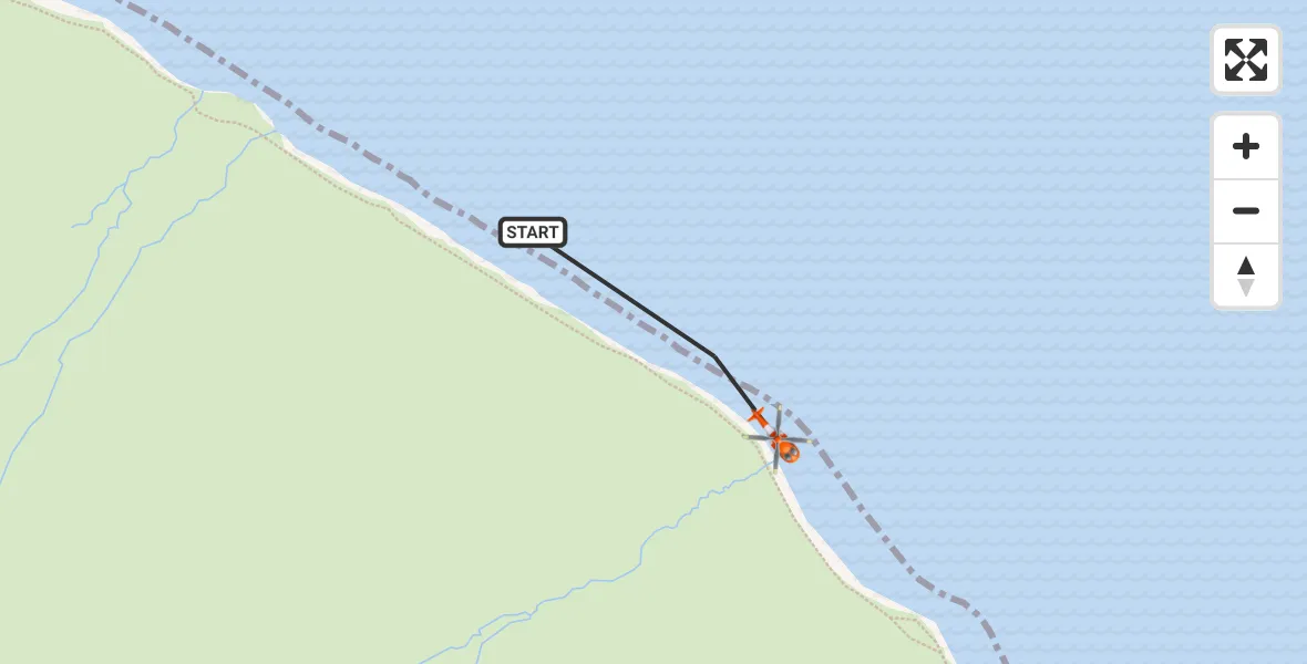 Flight path map showing Coastguard Helicopter route from Inner Seas to Inner Seas
