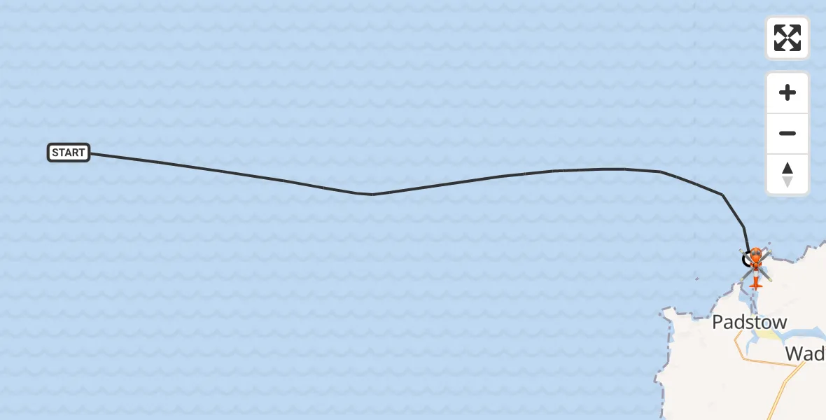 Flight route map: Coastguard Helicopter to New Polzeath, New Polzeath