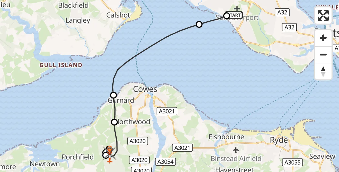 Flight route map: Coastguard Helicopter to Northwood, Noke Common Road