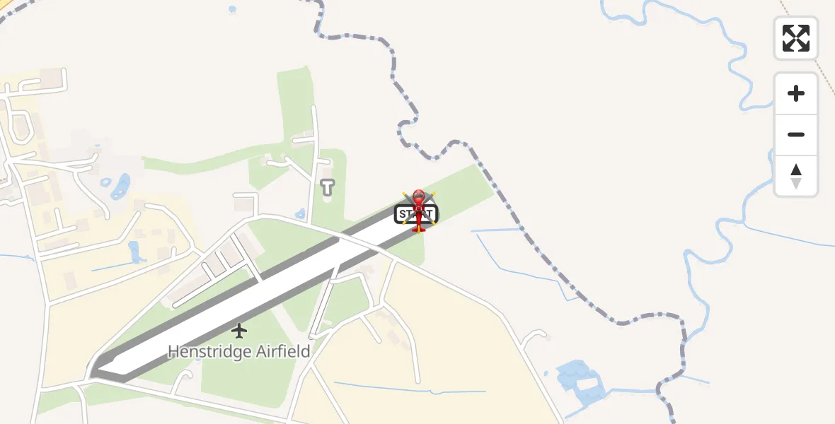 Flight route map: Air Ambulance Helicopter to Henstridge Airfield, Henstridge Airfield