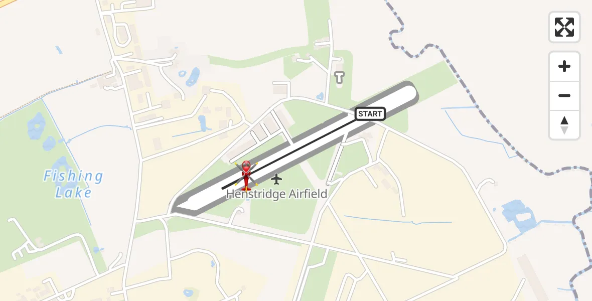 Flight route map: Air Ambulance Helicopter to Henstridge Airfield, Henstridge Airfield