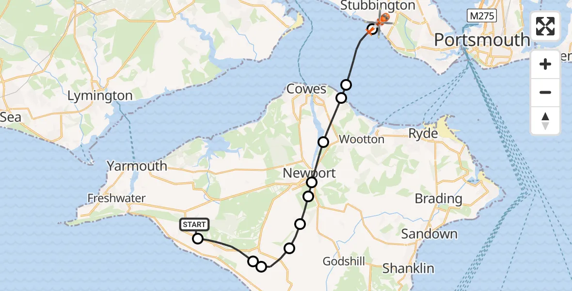 Routekaart van de vlucht: Coastguard Helicopter to Solent Airport, Solent Airport