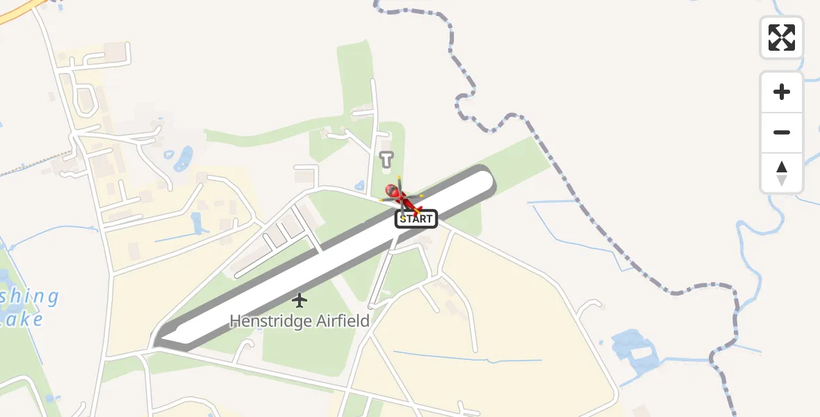 Flight route map: Air Ambulance Helicopter to Henstridge Airfield, Henstridge Airfield