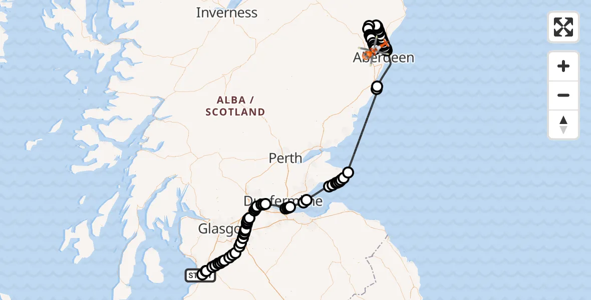 Routekaart van de vlucht: Coastguard Helicopter to Aberdeen International Airport, Aberdeen International Airport