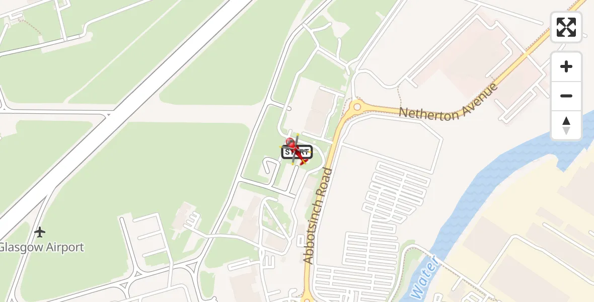Flight path map showing Air Ambulance Helicopter route from Glasgow Airport to Glasgow Airport
