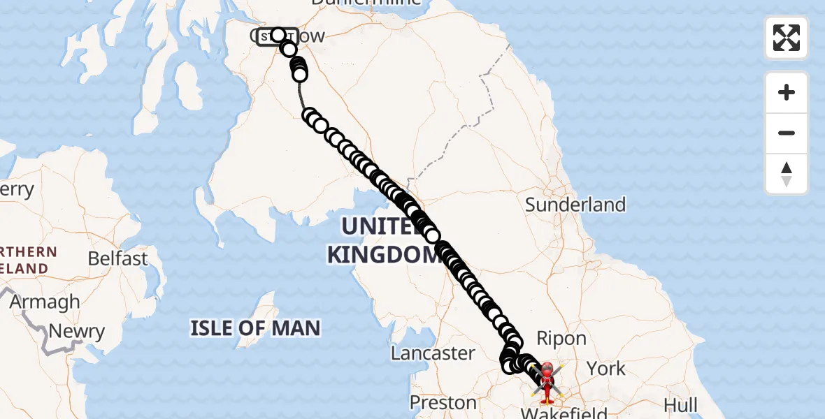 Routekaart van de vlucht: Air Ambulance Helicopter to Leeds Bradford Airport, Leeds Bradford Airport