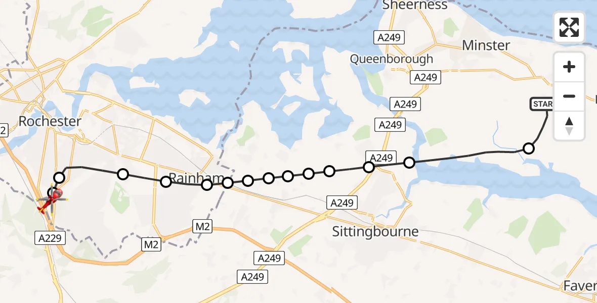 Routekaart van de vlucht: Air Ambulance Helicopter to Rochester Airport, Rochester Airport