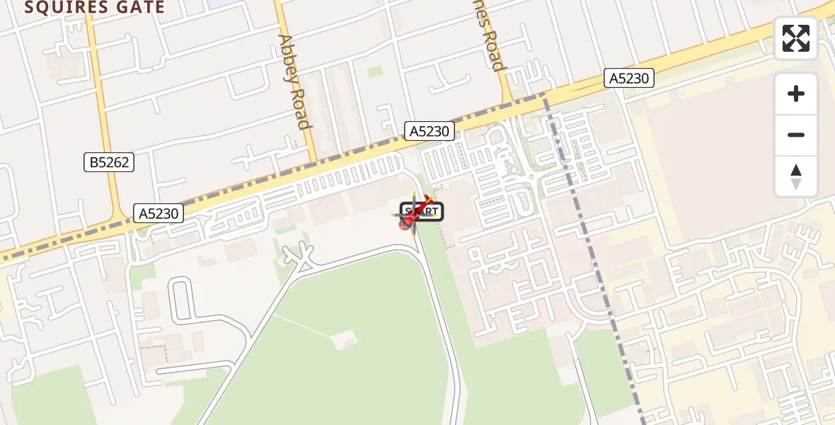 Flight route map: Air Ambulance Helicopter to Blackpool Airport, Blackpool Airport