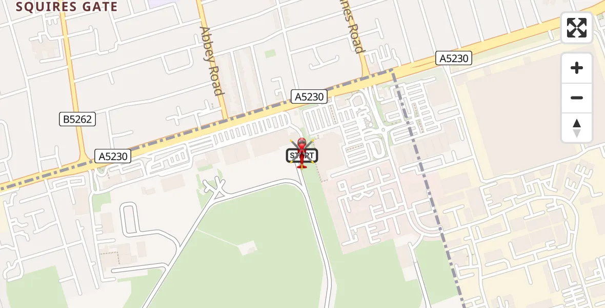 Flight route map: Air Ambulance Helicopter to Blackpool Airport, Blackpool Airport