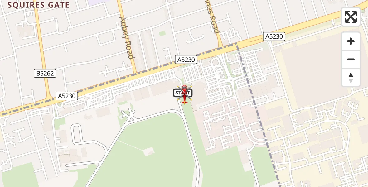 Flight route map: Air Ambulance Helicopter to Blackpool Airport, Blackpool Airport