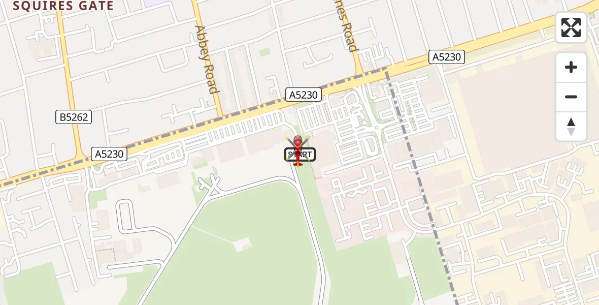 Flight route map: Air Ambulance Helicopter to Blackpool Airport, Blackpool Airport