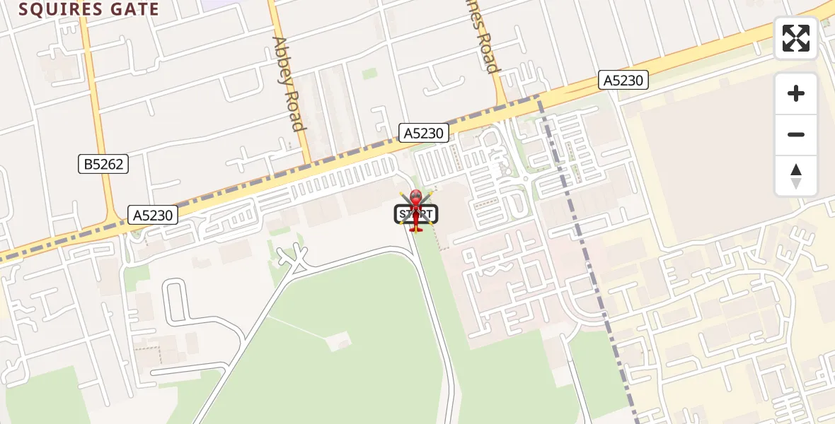 Routekaart van de vlucht: Air Ambulance Helicopter to Blackpool Airport, Blackpool Airport