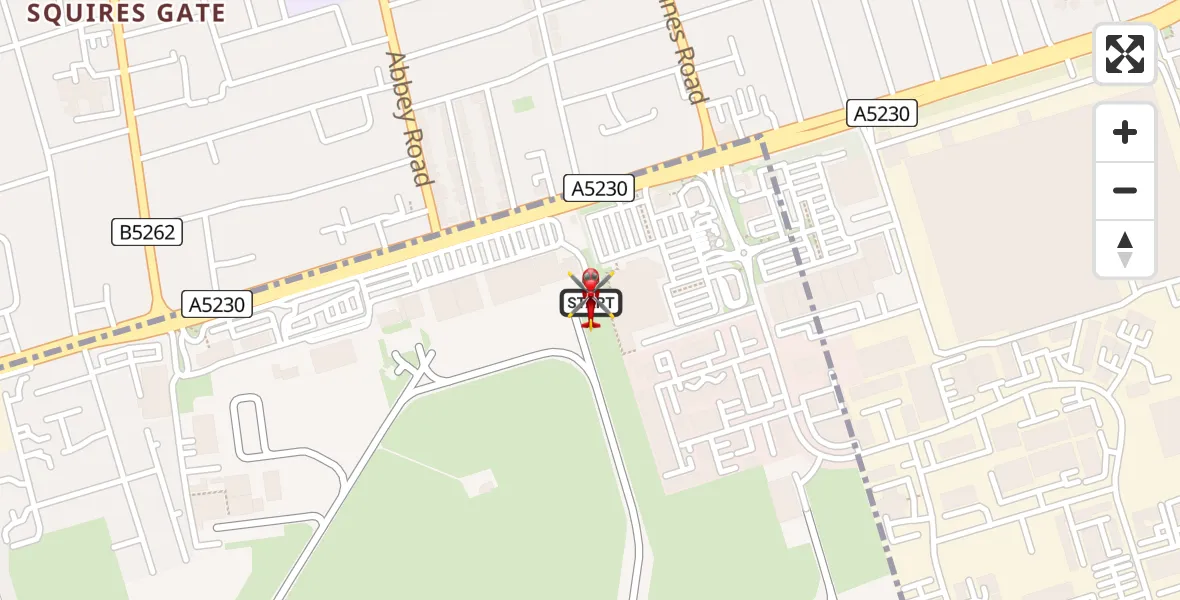 Flight route map: Air Ambulance Helicopter to Blackpool Airport, Blackpool Airport