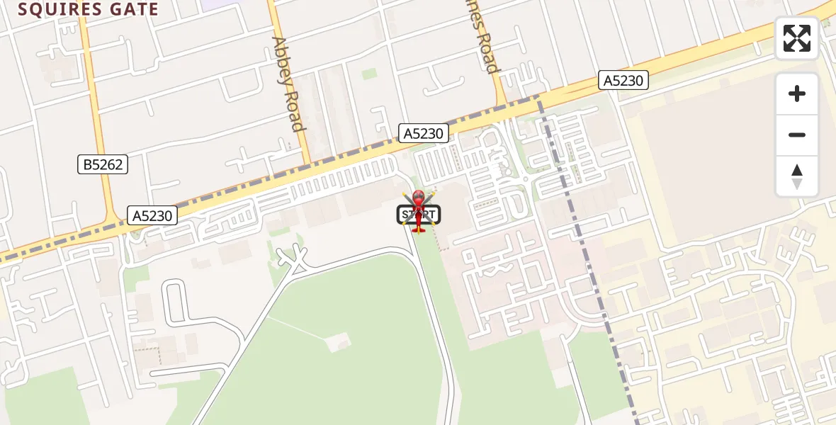 Flight route map: Air Ambulance Helicopter to Blackpool Airport, Blackpool Airport