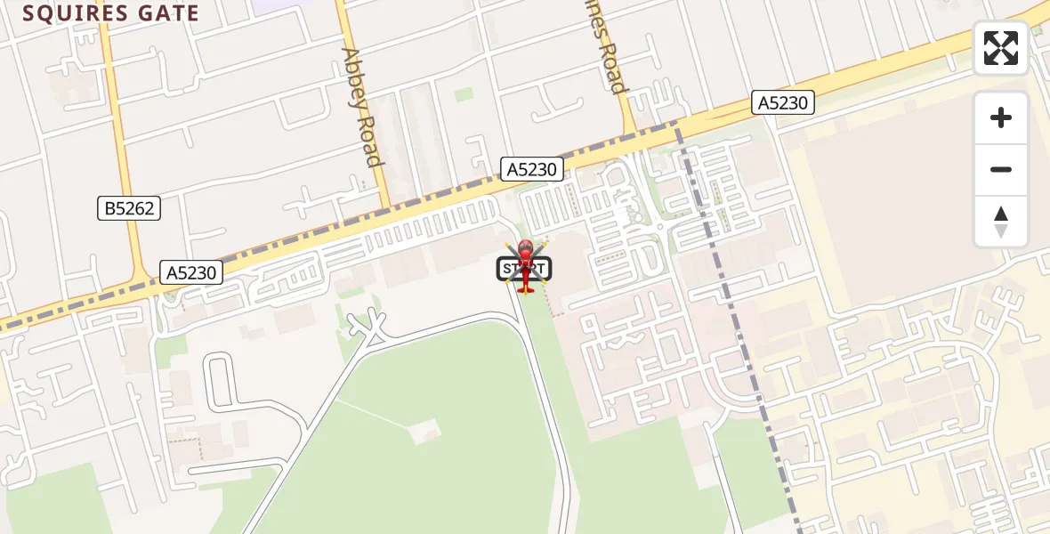 Flight route map: Air Ambulance Helicopter to Blackpool Airport, Blackpool Airport