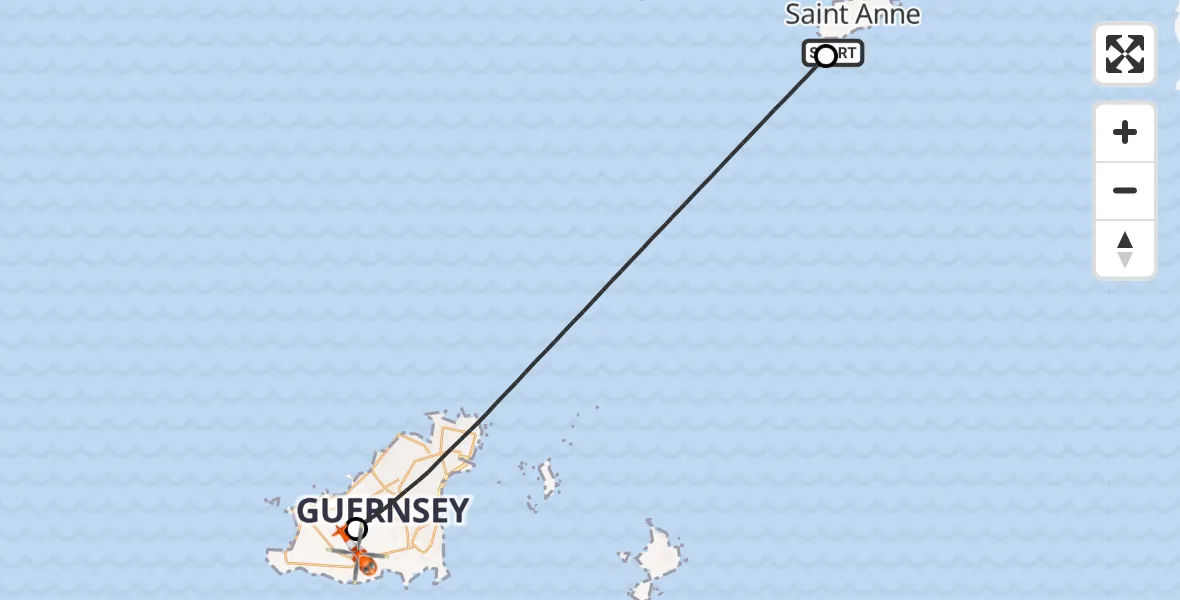 Routekaart van de vlucht: Coastguard Helicopter to Guernsey Airport, Guernsey Airport